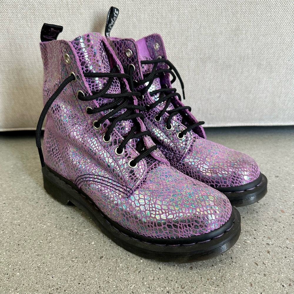 Dr. Martens 1460 Pascal Snake Metallic Suede Purple Boots